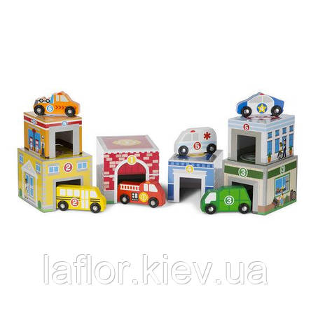 Набір блоків-кубів Melissa&Doug Здання та транспорт, фото 1
