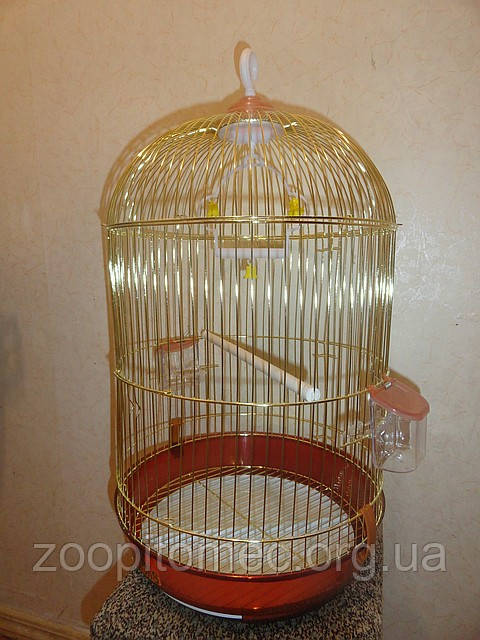 Клітка золота кругла для папуг, канарок, амадин.Розміри H-56,d-33см.