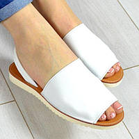 Стиляшки! Женские кожаные сандалии испанка! Летние босоножки менорки цвет белый очень стильно!