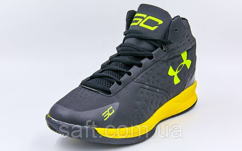 Обувь для баскетбола мужская Under Armour (р-р 41-45) (PU, черный-желтый) - фото 5 - id-p985068503