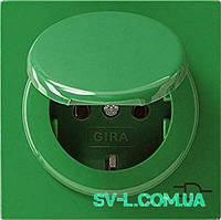 Розетка з з/к з кришкою Gira 045445 зелений.