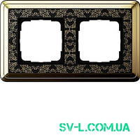 Рамка 2 поста Gira ClassiX Art 0212672 латунь-чорний.