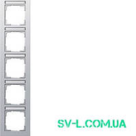 Рамка 5 постів з полем для напису Gira 111525 алюміній.