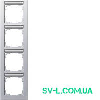 Рамка 4 поста з полем для напису Gira 111425 алюміній.