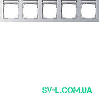Рамка 5 постів з полем для напису Gira 109525 алюміній.