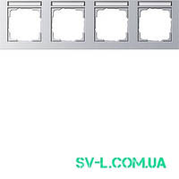 Рамка 4 поста з полем для напису Gira 109425 алюміній.