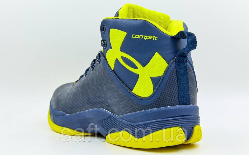 Обувь для баскетбола мужская Under Armour (41-45) (PU, темно-синий-желтый) - фото 7 - id-p985075099