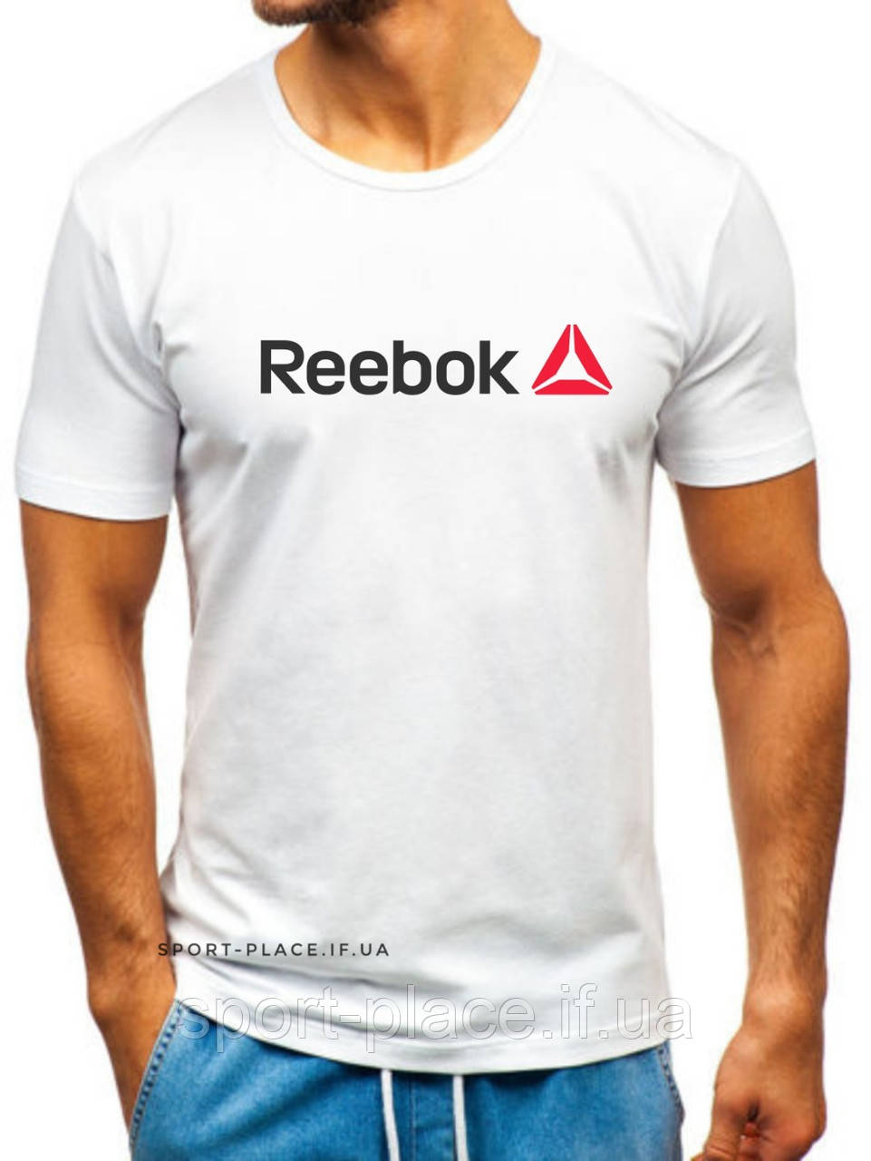 Чоловіча футболка Reebok (Рібок) біла (велика емблема) бавовна