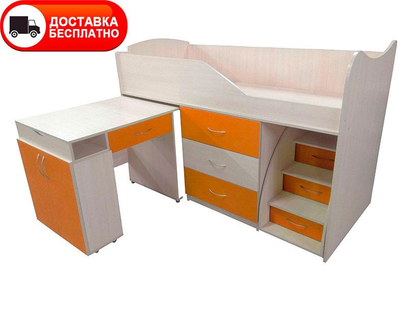 Ліжко-кімната Bed Room-5 жовтогаряче, висувна драбина-комод, висувний стіл, вибір кольору фасадів