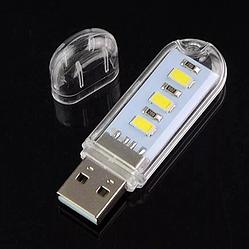 Універсальний світлодіодний Міні ліхтарик Теплий на 3 світлодіоди, USB лампа, брелок, LED світильник, нічник