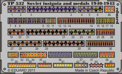 Соціанські знаки відмінності та медалі 1940-1943 рр. Кольорове Фототравлення.1/35 EDUARD TP532