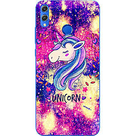 Чохол силіконовий з картинкою для Huawei Honor 8x Яскравий єдиноріг