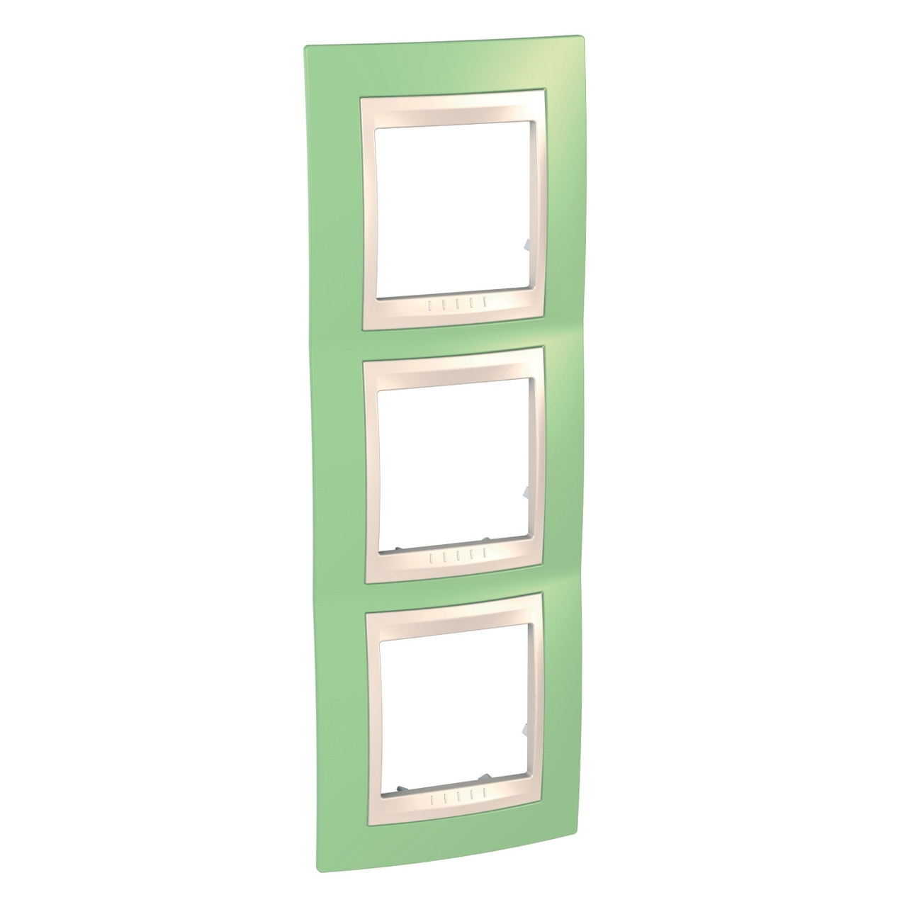 MGU6.006v.563 Рамка 3-місна вертикальна зелене яблуко - слонова кістка Unica Plus Schneider Electric