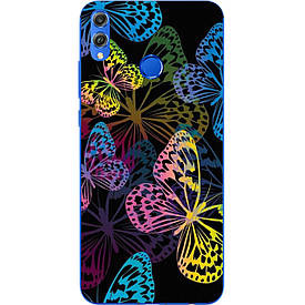 Чохол силіконовий з картинкою для Huawei Honor 8x Неонові метелики