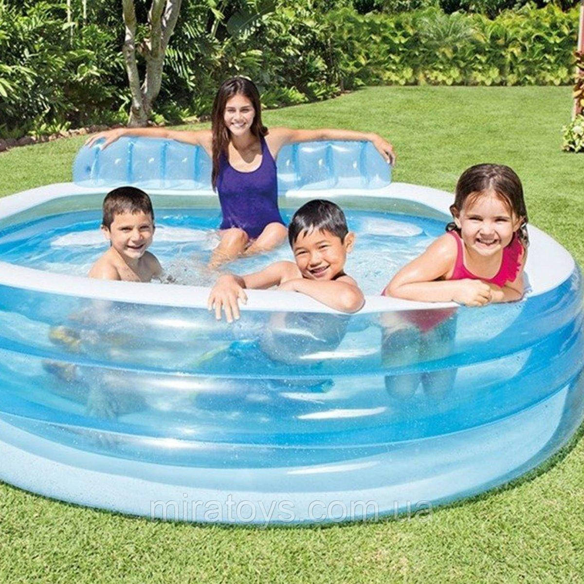 ✅Дитячий надувний басейн Intex 57190 «Сімейний», 224 х 216 х 76 см, зі спинкою