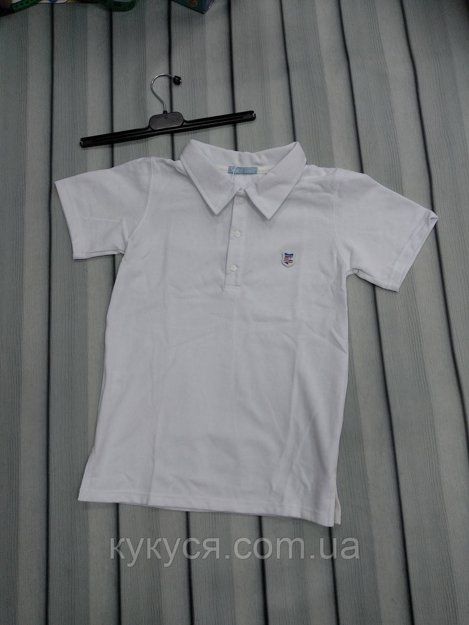 Біла футболка-поло для хлопчика короткий рукав, фото 1