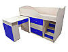 Ліжко-горище Bed Room-5 синя, висувні сходи-комод, висувний стіл, вибір кольору фасадів, фото 6