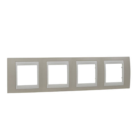 MGU6.008.567 Рамка 4м піщана - слонова кістка Unica Plus Schneider Electric, фото 1