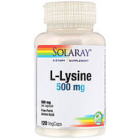 L-Лізин, L-Lysine, Solaray, 500 мг, 120 капсул вегетаріанських