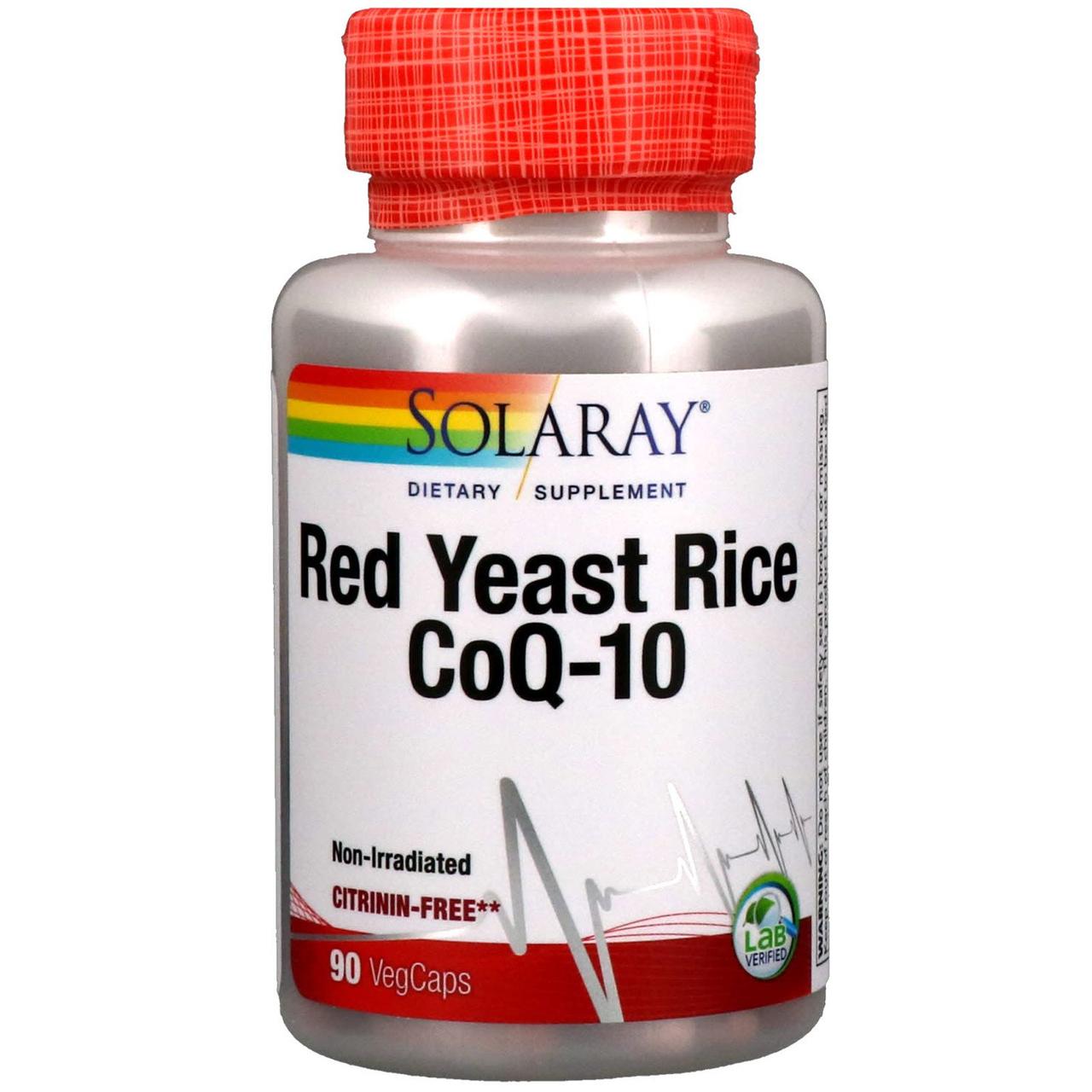 Solaray, Червоний дріжджовий рис + коензим Q10, 90 капсул вегетаріанських
