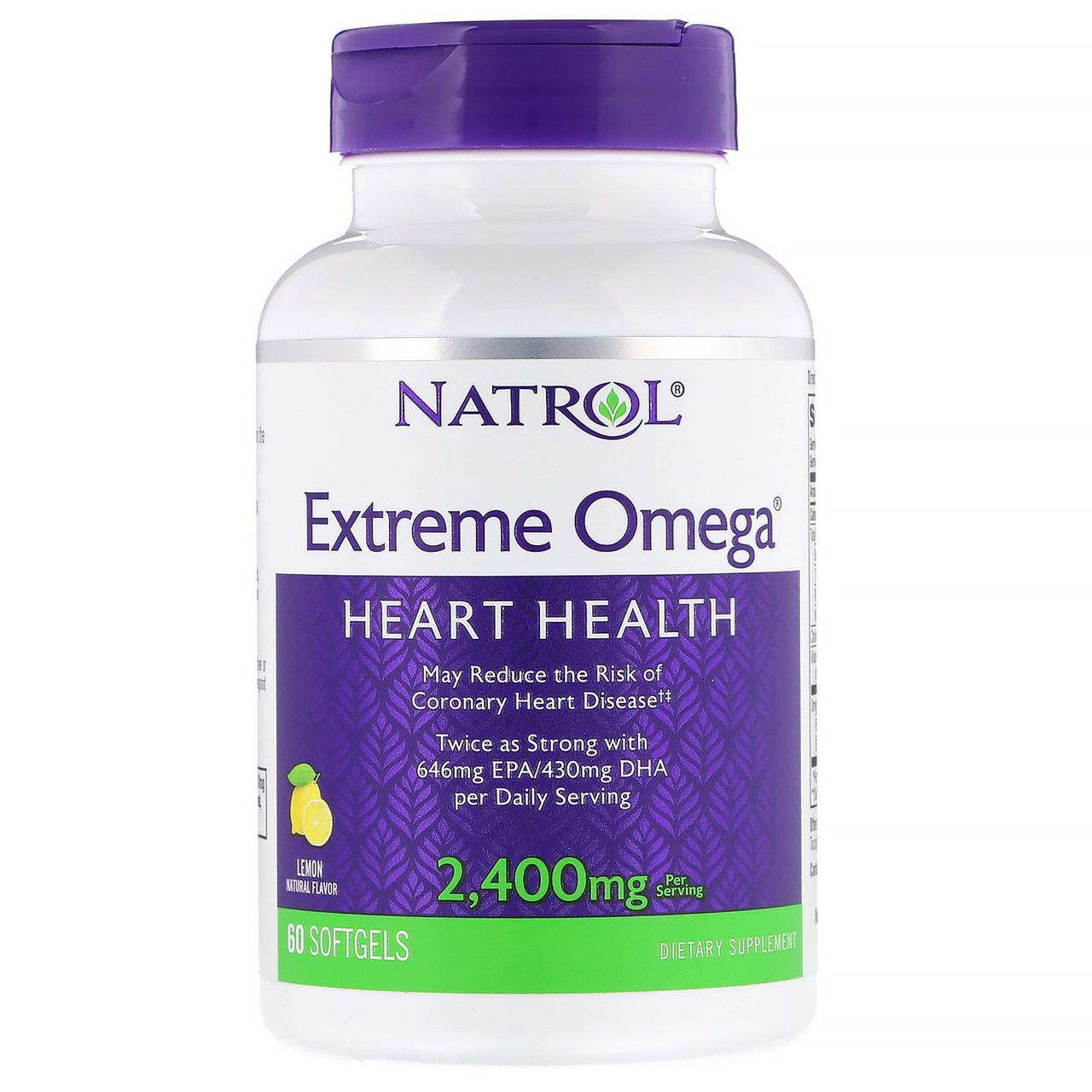 Natrol, Extreme Omega, Лимон, 2 400 мг, 60 м'яких таблеток