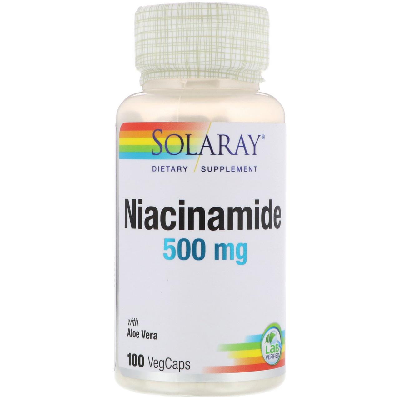 Solaray, Нікотинамід, 500 мг, 100 капсул з оболонкою з інгредієнтів рослинного походження