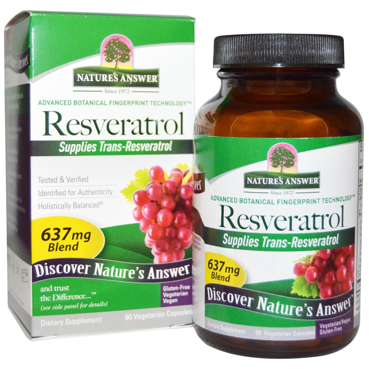 Nature's Answer, Resveratrol, Резвератрол , 637 мг, 60 капсул вегетаріанських