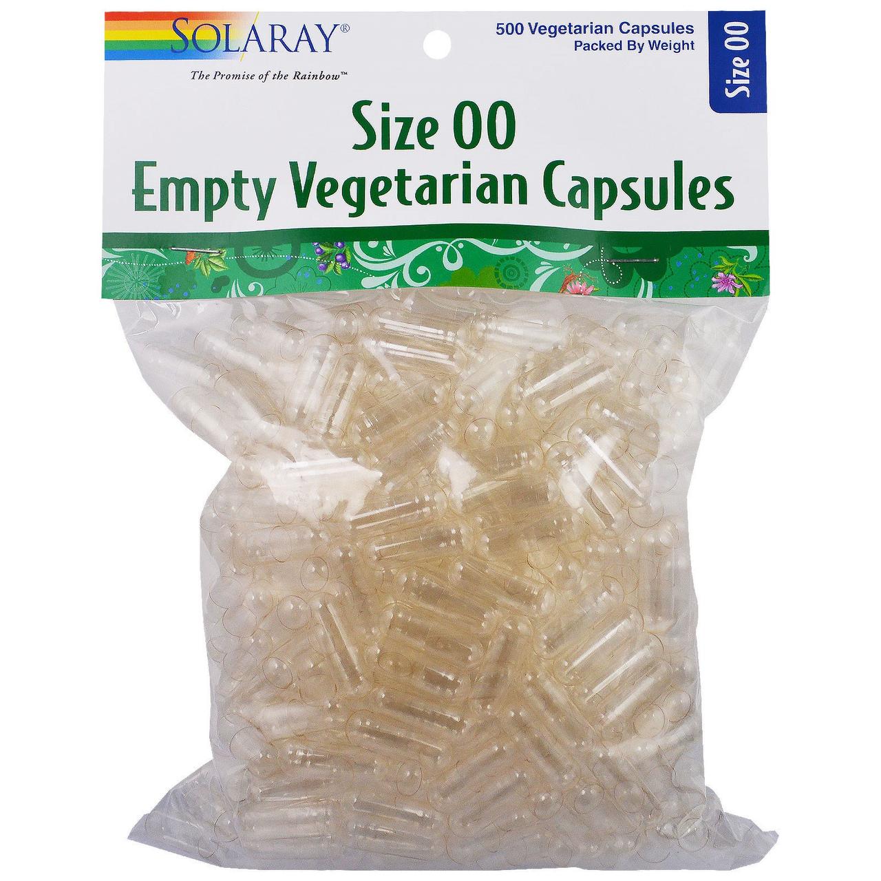 Solaray, Порожні рослинні капсули, розмір 00, 500 капсул вегетаріанських