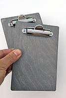 Деревянная счетница МИНИ, планшет для официанта 10х15см (серый цвет)