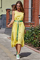 Летнее женское платье коттон 44-50 размера желтое