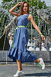 ✔️ Літнє жіноче плаття коттон 44-50 розміру синє, фото 4