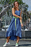 ✔️ Літнє жіноче плаття коттон 44-50 розміру синє, фото 5