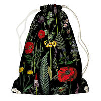 Рюкзак-мішок Польові квіти на чорному тлі (RM_16J033_BL)