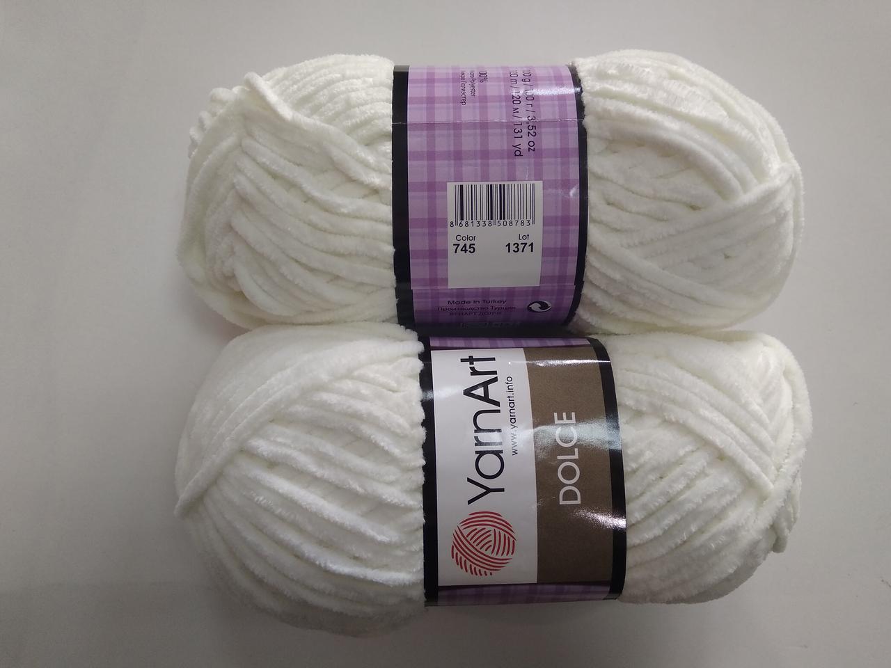Пряжа для в'язання Дольче Yarnart молочний 745, 1 моток 100г, фото 1
