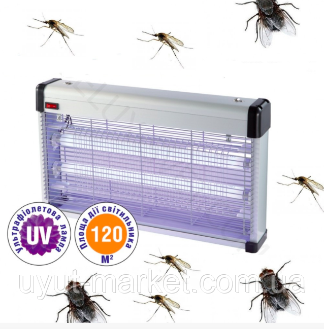 Електрична пастка від комарів, антимоскітний світильник УФ AKL-40, 3х20Вт G13, 120м2