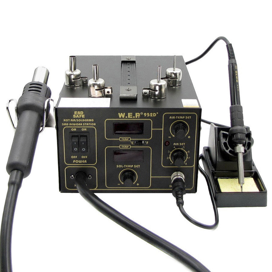 Паяльна станція WEP 952D+ компресорна фен + паяльник, метал корпус
