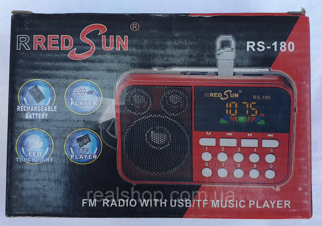 Радіоприймач RedSun RS-170 FM/AM/SW/USB/microSD(TF) LED ліхтарик, синій колір, фото 1