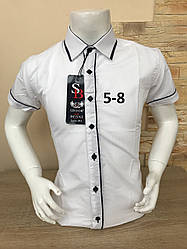 Дитяча біла сорочка з коротким рукавом, 5-8 років