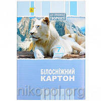 Білий картон для аплікацій 7 аркушів А4 "Коленкор" "Арктика"