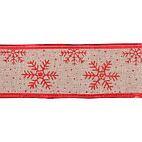 Декоративна стрічка "Santi" з червон. сніжинкою,6смх2м №750314/Yes/