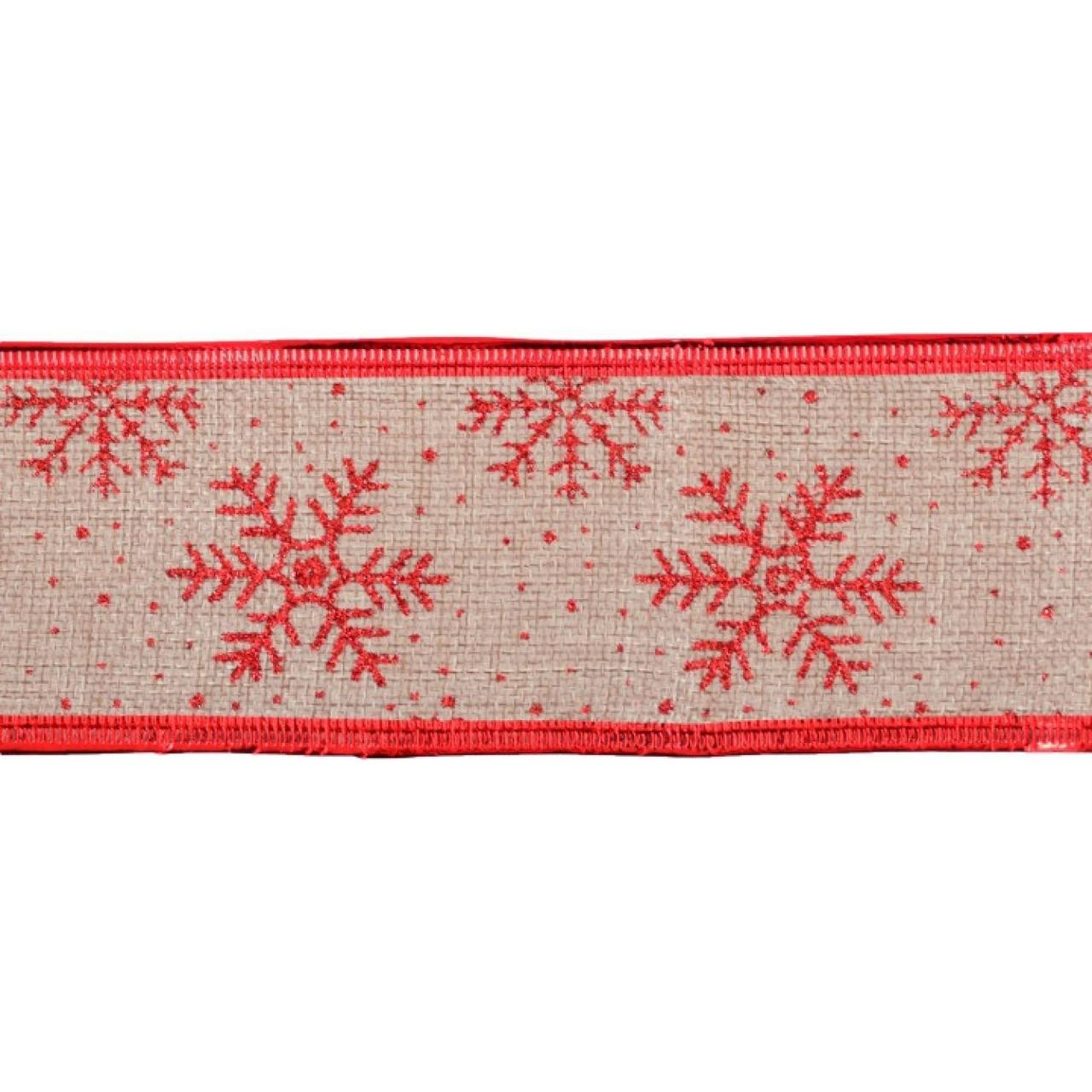 Декоративна стрічка "Santi" з червон. сніжинкою,6смх2м №750314/Yes/ - фото 1 - id-p985479699