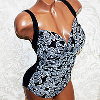 Великий 56-й розмір! Класичний чорний спільний купальник для великих форм, з чашкою