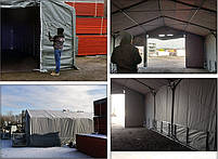 Шатер 6х12 метров ПВХ 600г/м2 с мощным каркасом под склад, гараж, палатка, ангар, намет, павильон серого цвета, фото 5