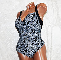 Великий 62 розмір! Ексклюзивний суцільний чорний купальник моделювальний фігуру, для жінок із формами, з чашкою