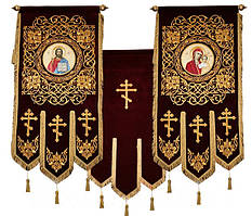 Хоругви великі вишивка на оксамиті термодрук ікони 120х80см