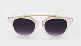 Жіночі сонцезахисні окуляри, ретро — "очі кішечки", біла оправа, чорні лінзи , фото 2