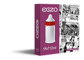 Насадка на член EGZO Hot Red (презерватив з вусиками) 1 шт