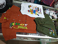 Костюм летний для мальчика тройка Рубашка шорты майка хлопок 92 - 116