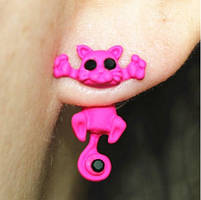 Сережки рожеві "Коти" (яскравіше ніж на фото)