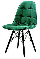 Стул Alex BK В-5 зеленый бархат на черных деревянных ножках, скандинавский стиль, дизайн Charles Eames